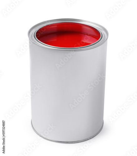 Can of red paint isolated on white