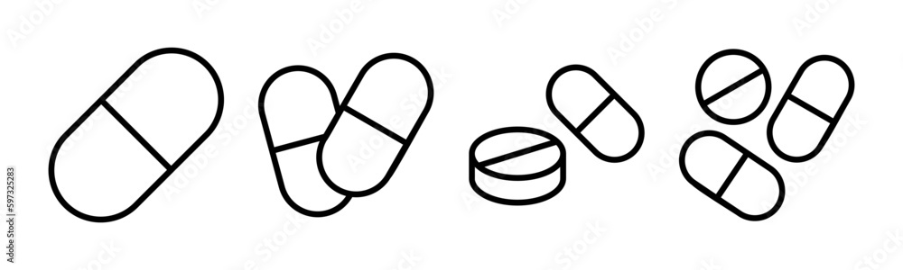 Pills icon vector illustration. capsule icon. Drug sign and symbol Pills icon vector illustration. capsule icon. Drug sign and symbol