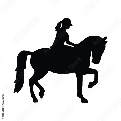 Horses Silhouette, Horse Racing, Horse Riding Equine Equestrian Race, Jockey Pony Outline Horse Rider Vector 