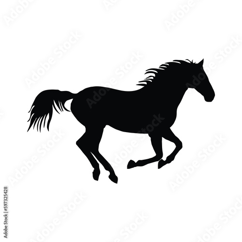 Horses Silhouette, Horse Racing, Horse Riding Equine Equestrian Race, Jockey Pony Outline Horse Rider Vector 