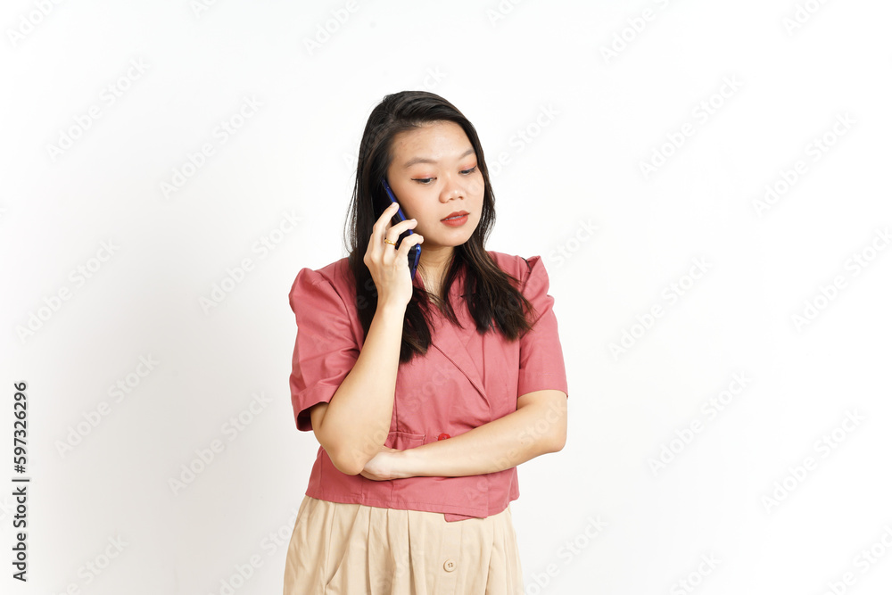 Talking on the Smartphone Of Beautiful Asian Woman Isolated On White Background Talking on the Smartphone Of Beautiful Asian Woman Isolated On White Background