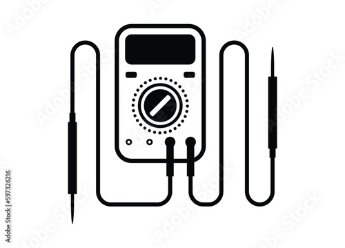 Multimeter. Simple illustration in black and white. photo