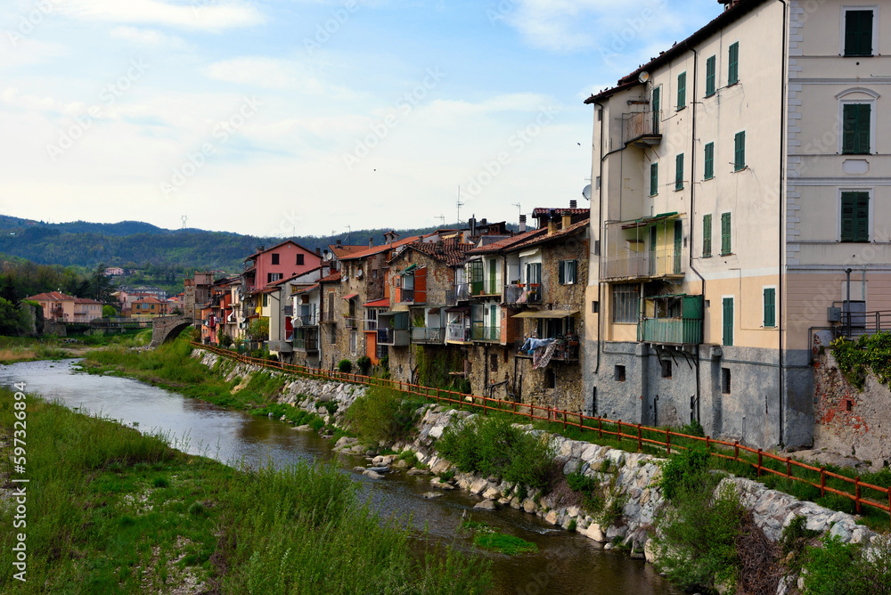 glimpse of the river bormida and millesimo savona italy