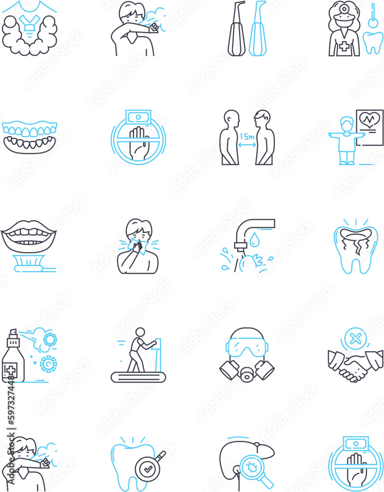 Oral health linear icons set. Dentistry, Flossing, Plaque, Cavity, Mouthwash, Halitosis, Teeth line vector and concept signs. Toothpaste,Gingivitis,Bruxism outline illustrations Oral health linear icons set. Dentistry, Flossing, Plaque, Cavity, Mouthwash, Halitosis, Teeth line vector and concept signs. Toothpaste,Gingivitis,Bruxism outline illustrations