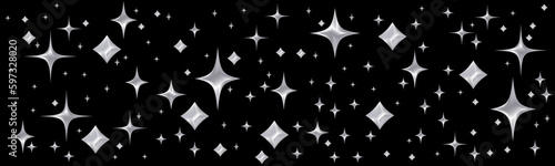metallic silver cute stars on a black background vector illustration
