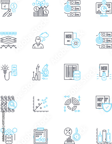 Expense receipts linear icons set. Receipts, Expenses, Deductions, Claims, Records, Accounting, Finance line vector and concept signs. Management,Audit,Verification outline illustrations