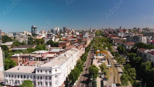 Dnipro city in Ukraine summer aerial footage
