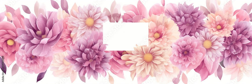 Happy Mother's Day greeting or birthday card with beautiful blossom flowers, Generative AI
