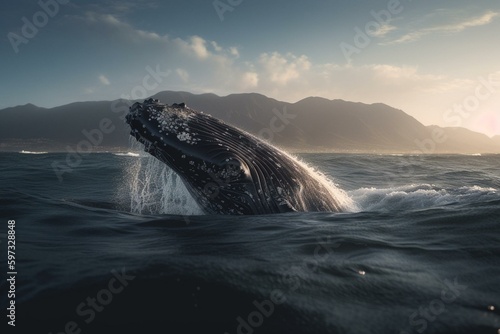 Pacific Ocean's Great Whale of World Wildlife. Generative AI © Natalya
