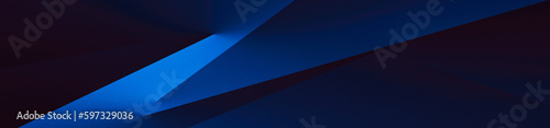 Black blue abstract modern background for design. Dark. Geometric shape. 3d effect. Diagonal lines, stripes. Triangles. Gradient. Light, glow. Metallic sheen. Minimal. Web banner. Wide. Panoramic. © Наталья Босяк