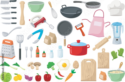 Set of kitchen equipment elements