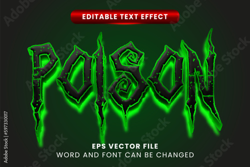 Green neon poison vector text effect