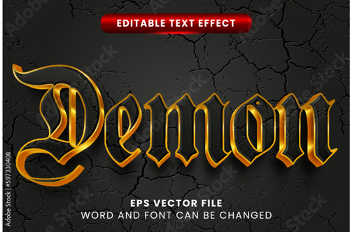 Black demon 3d vector text effect