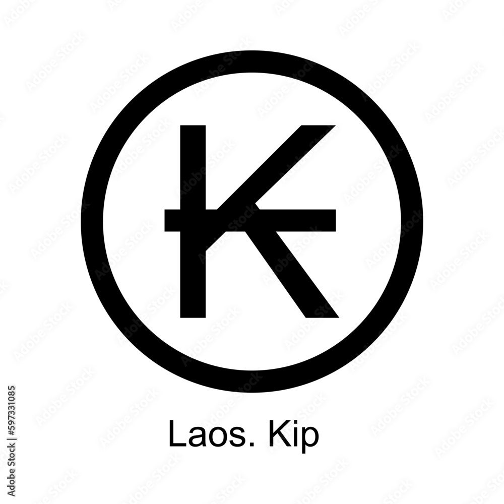 Obraz premium Kip currency symbol of Laos on white background