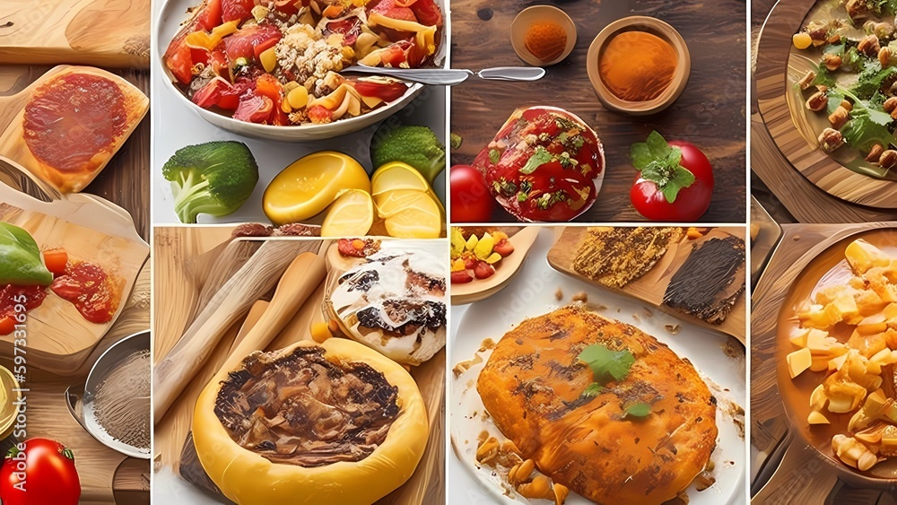 Close-ups of dishes and ingredients