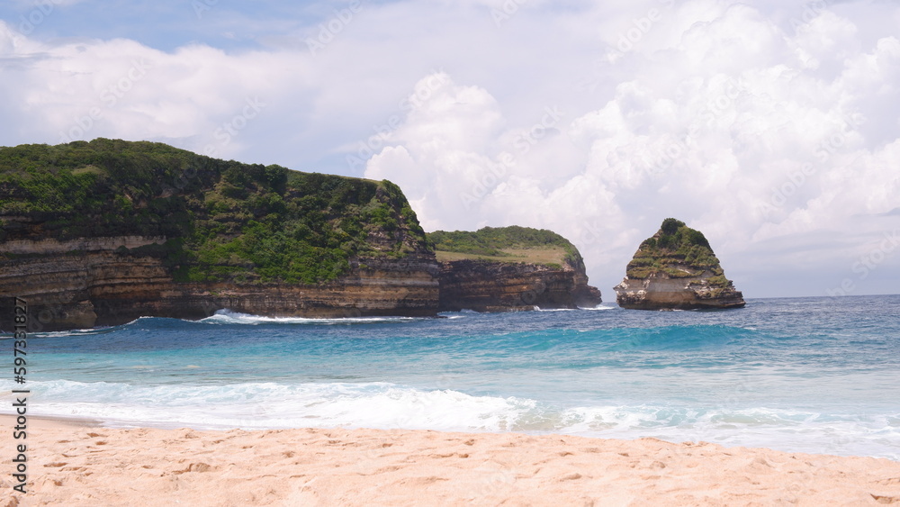 the charm of the beauty of the white sand and green hills of the Mandalika beach, Lombok, a comfortable place to vacation and relax the charm of the beauty of the white sand and green hills of the Mandalika beach, Lombok, a comfortable place to vacation and relax