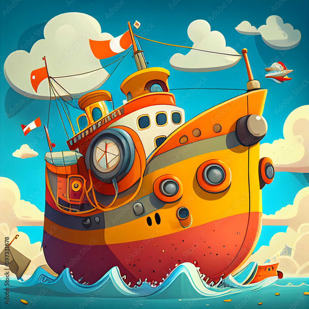 Naklejka premium Credible_Ship_volumetric_lighting_sharp_lines_happy_and_funny