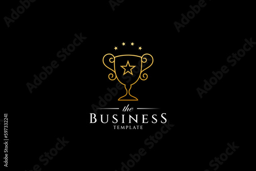 luxury trophy logo in linear design style