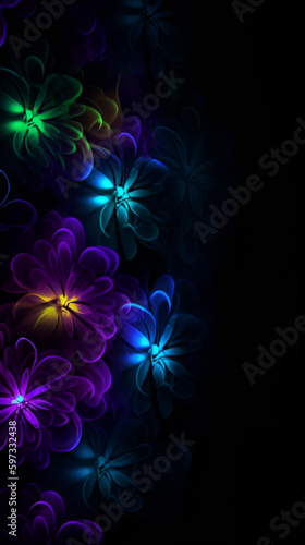 Neon Flower Wallpaper Vertical Background   Generative AI