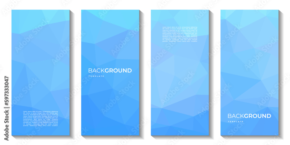 A set of abstract bright blue colorful brochures background with triangles vector illustration