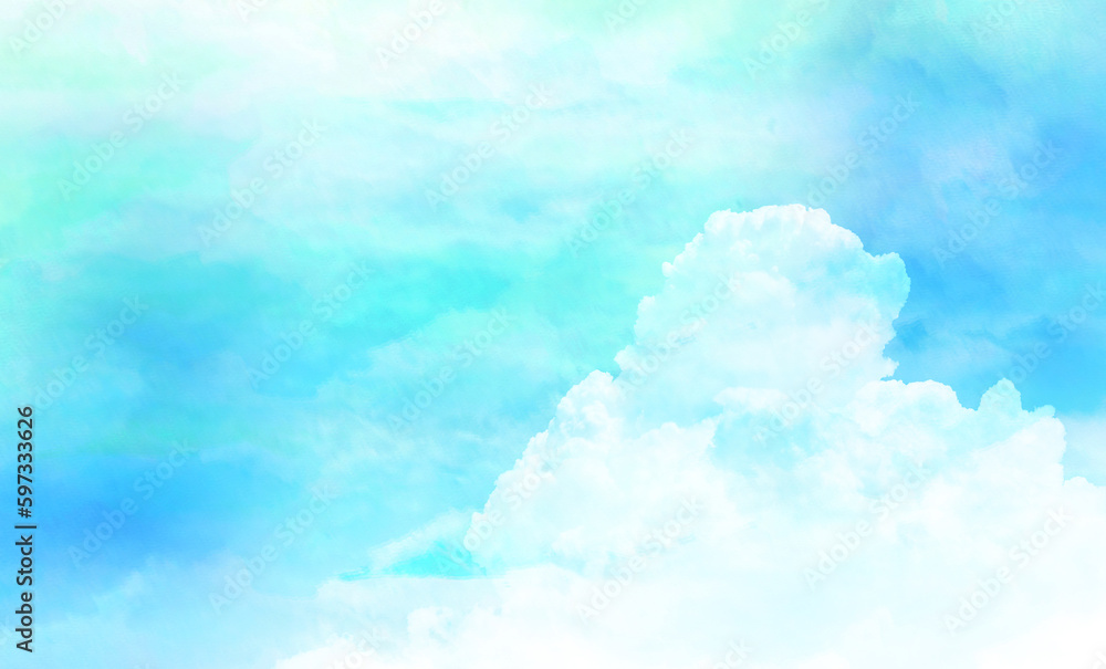 青空 入道雲 水彩 アート 水彩タッチ 青空 入道雲 水彩 アート 水彩タッチ