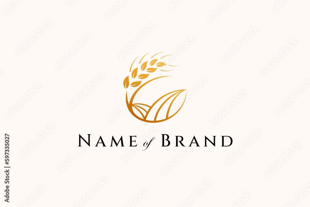 Wheat or agricultural wheat logo in circle frame suitable for bakery company logo Wheat or agricultural wheat logo in circle frame suitable for bakery company logo