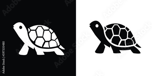 black and white turtle logo icon flat graphic design template vector illustration