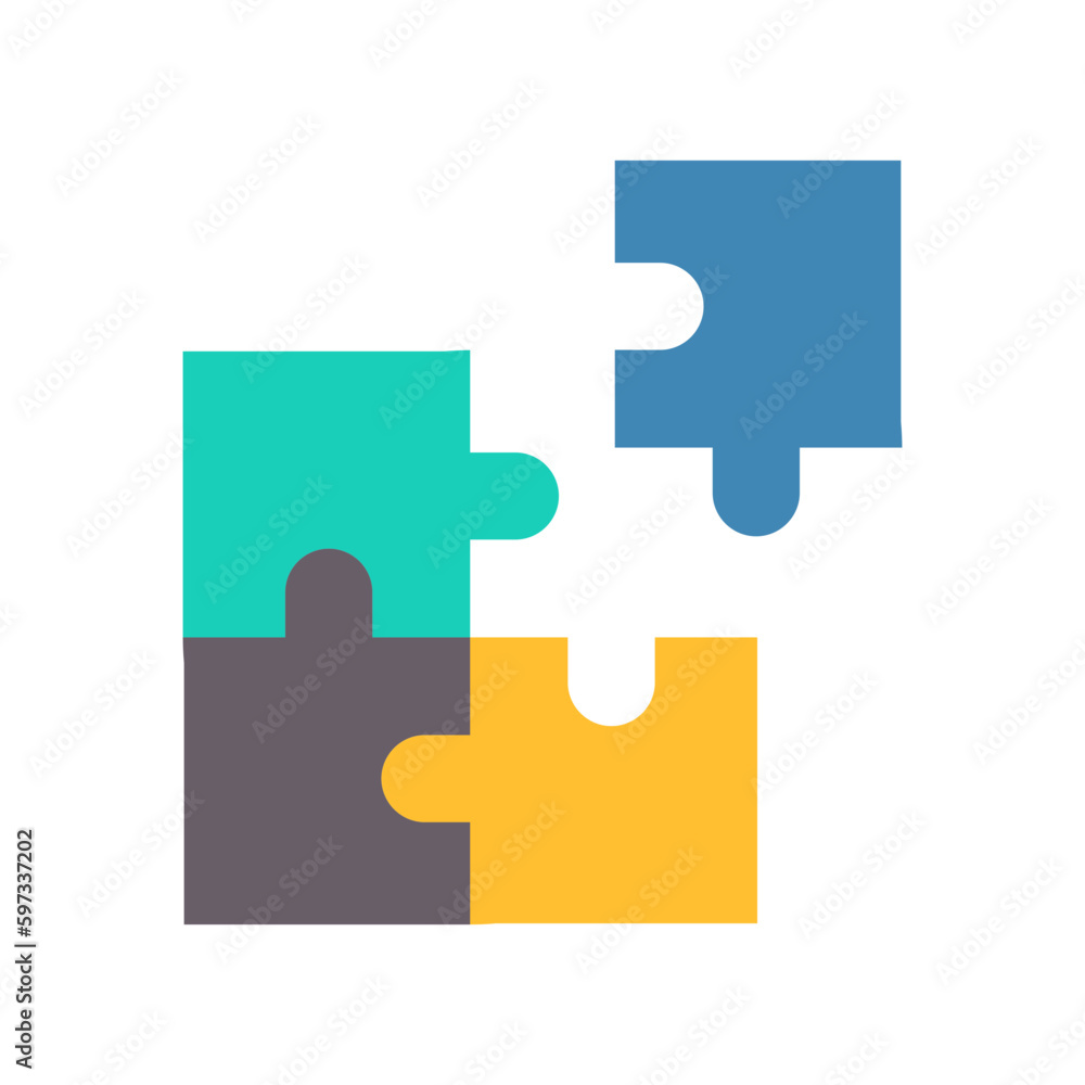 Solving flat icon for problem solve, problem solving, problem solved, recruitment, business and finance, kid and baby, jigsaw, missing, vacancy, and puzzle logo