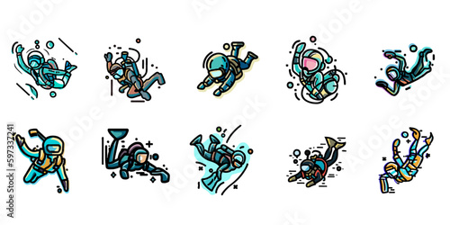 diving vector set collection graphic clipart design