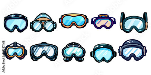 Diving goggle vector set collection graphic clipart design