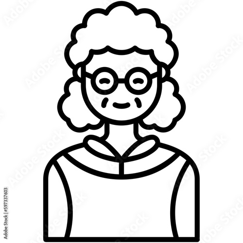 grandmother icon. grandma face symbol. line icon vector stock