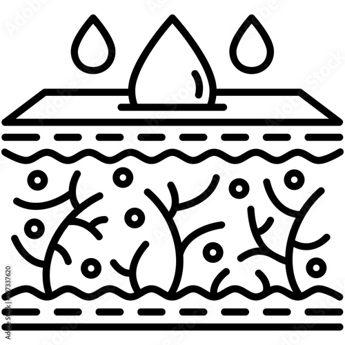 Absorption Icon. Skin Moisture Water Symbol. Line Icon Vector Stock