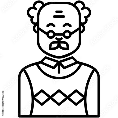 grandfather icon. grandparents face symbol. line icon vector stock