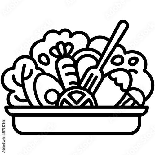 salad icon. healthy vegan ingredients symbol. line icon vector stock