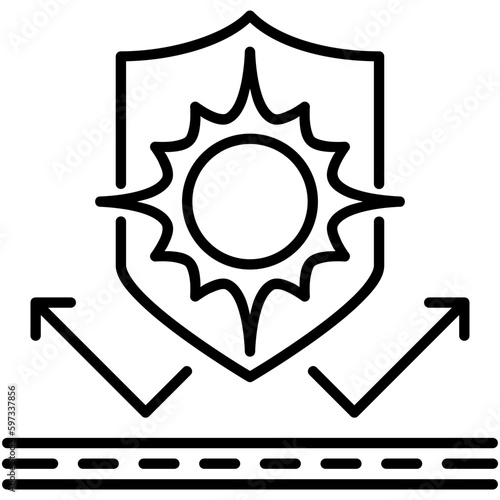 uv protection icon. sunscreen shield symbol. line icon vector stock