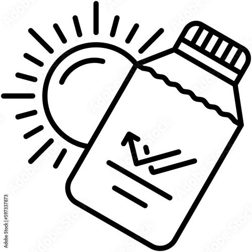 sunblock icon. ultraviolet protection symbol. line icon vector stock