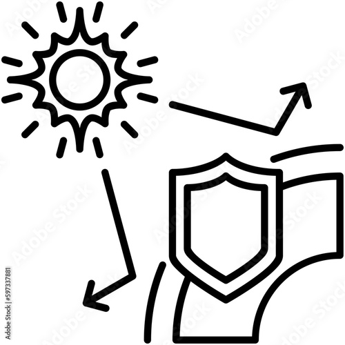 uv protection icon. sunscreen shield symbol. line icon vector stock