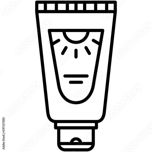 SPF Cream Icon. Ultraviolet Protection Symbol. Line Icon Vector Stock