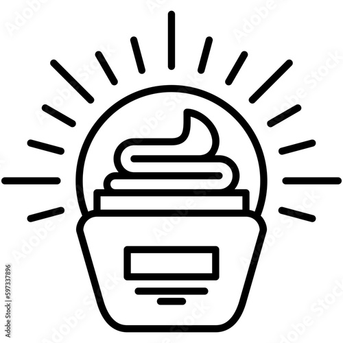 spf cream icon. ultraviolet protection symbol. line icon vector stock