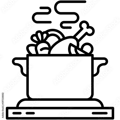 stew icon. kitchen utensils symbol. line icon vector stock