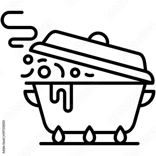 Stew Icon. Kitchen Utensils Symbol. Line Icon Vector Stock
