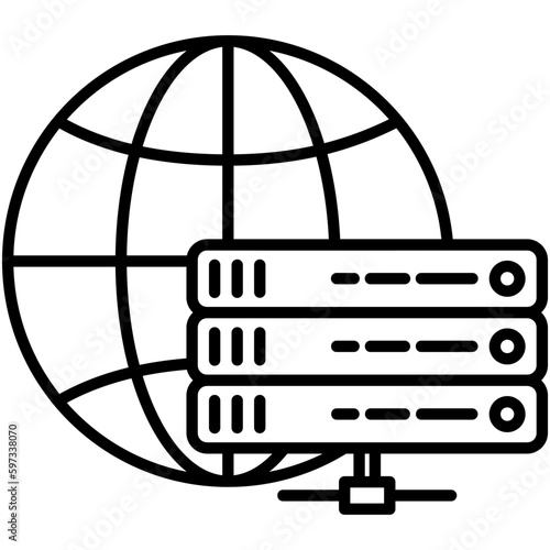 Colocation Icon. Data System Server Symbol. Line Icon Vector Stock