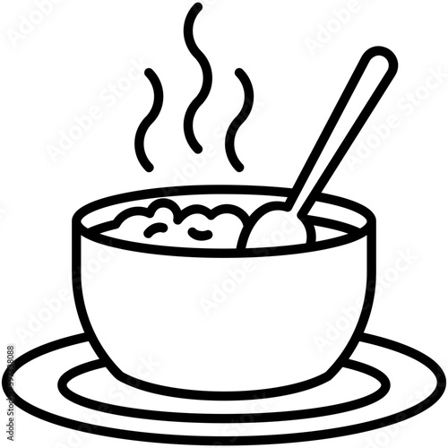 Soup Icon. Hot Bowl Symbol. Line Icon Vector Stock