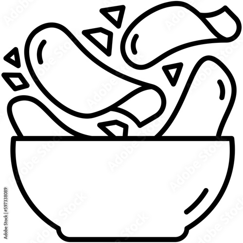 potato chip icon. crisp snack symbol. line icon vector stock
