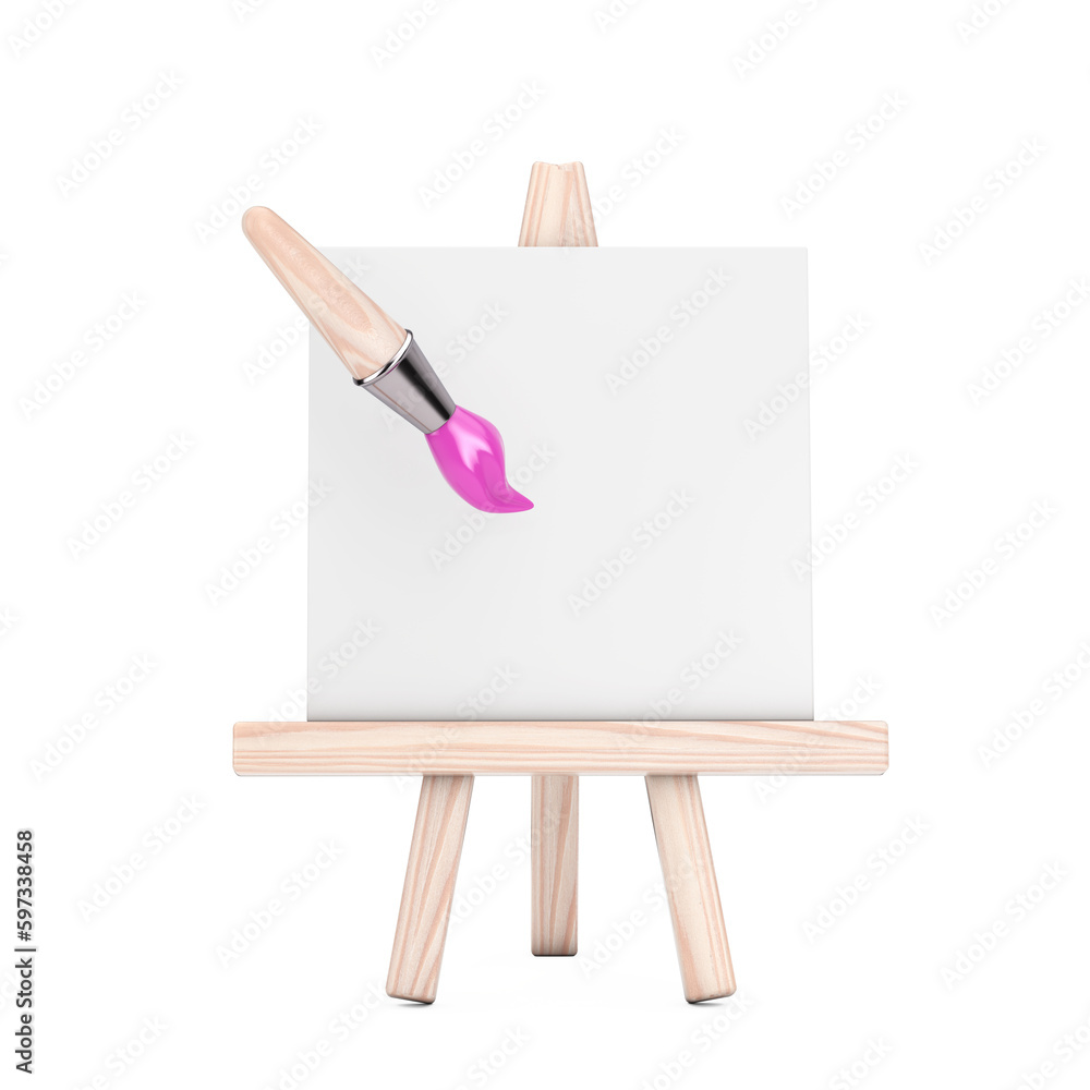 Artist Paintbrush with Easel Icon. 3d Rendering Artist Paintbrush with Easel Icon. 3d Rendering