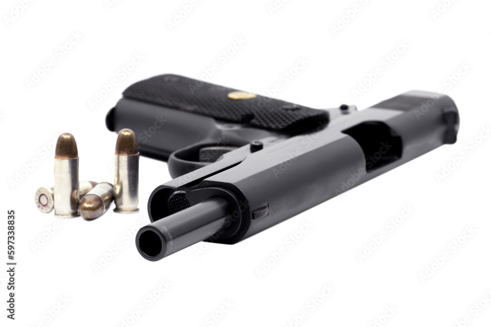 Gun 9mm.with bullets isolated on transparent background.PNG format Gun 9mm.with bullets isolated on transparent background.PNG format