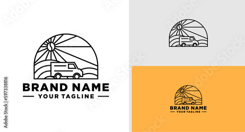 COFFEE VAN LOGO POSTER T SHIRT ILLUSTRATION LINE PLAYFUL EDITABLE
