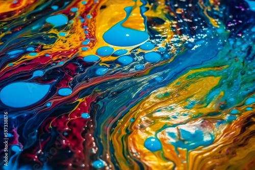 Beautiful Abstraction  Background Texture of Vibrant Liquid Paints in Blending Flow Mixing Together. 3d Rendering