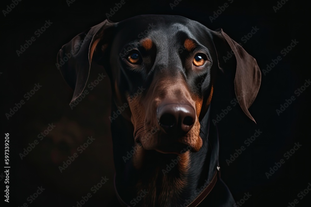 Portrait of a Doberman dog 