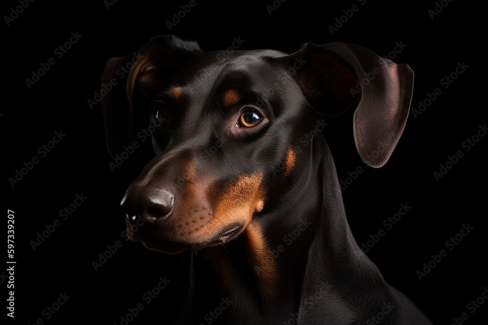 Portrait of a Doberman dog 